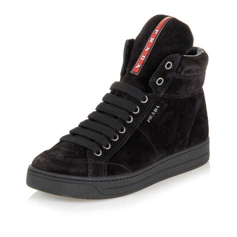 prada black suede trainers|Prada shoes for women.